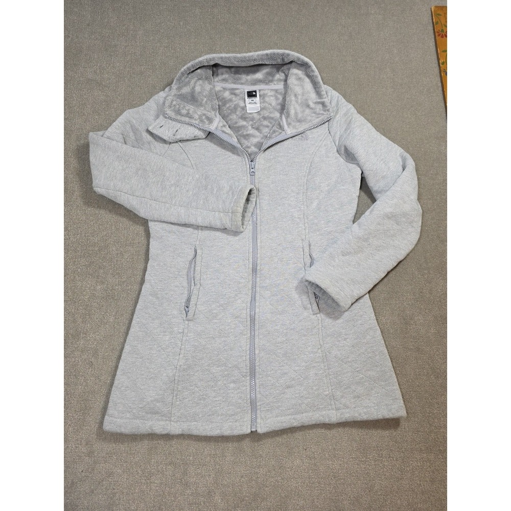 The North Face Caroluna Quilted Jacket Fleece‎ Lined Gray Full Zip Coat Size M